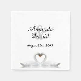 Servilleta De Papel Cisnes blancos enamorados de nombres boda