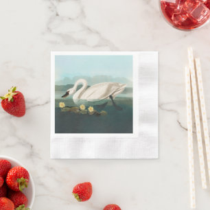 Servilleta De Papel cisnes de agua blanca de cisne audubon