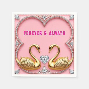 Servilleta De Papel Cisnes Dorados Corazón de Diamante Ornado Romántic