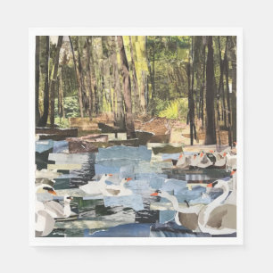 Servilleta De Papel "Cisnes en el río" Papel de corte de Willowcatdems