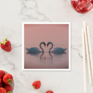 Servilleta De Papel Cisnes Negros Deben Ser Amor Cielo Rosa