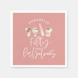Servilleta De Papel Cita color rosa de agua 50 y fabuloso cumpleaños