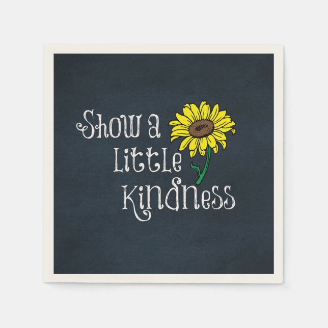 Servilleta De Papel Cita de amabilidad inspiradora con girasol (Anverso)