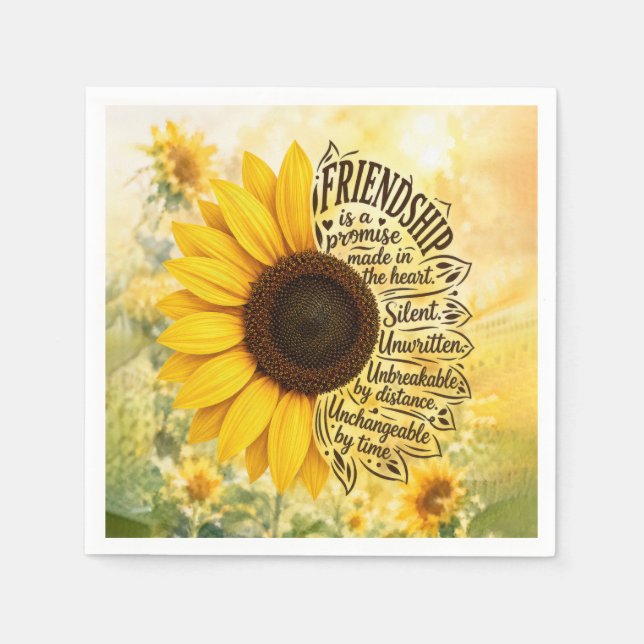 Servilleta De Papel Cita de amistad de girasol (Anverso)