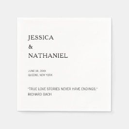 Servilleta De Papel Cita de amor Boda moderno negro y blanco