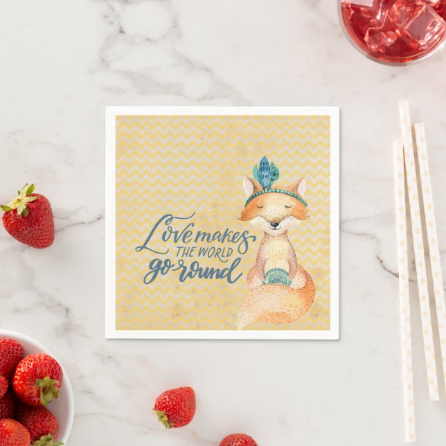 Servilleta De Papel Cita de amor Boho Fox (In situ)
