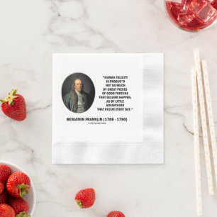 Servilleta De Papel Cita de Benjamin Franklin sobre la Felicidad Human