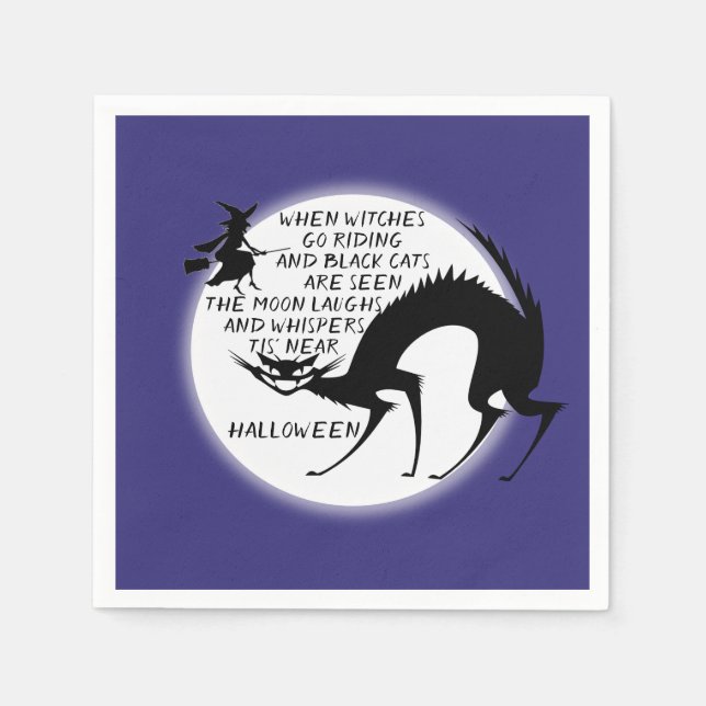 Servilleta De Papel Cita de brujas y gatos negros (Anverso)