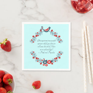 Servilleta De Papel Cita de Jane Austen, Orgullo y Prejuicio Floral
