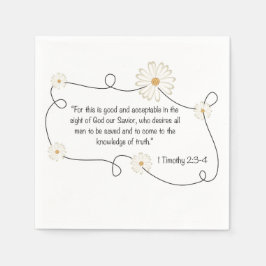 Servilleta De Papel Cita de la Biblia Cristiana Daisy Flower