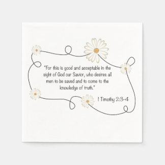 Servilleta De Papel Cita de la Biblia Cristiana Daisy Flower