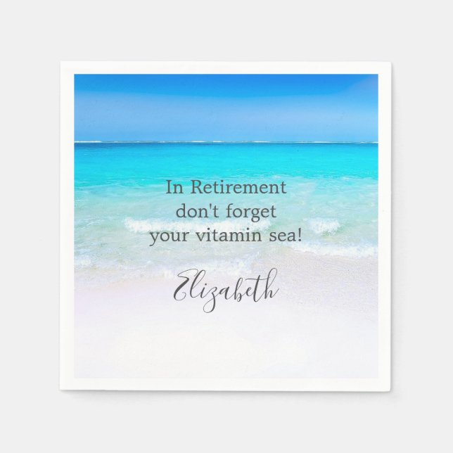 Servilleta De Papel Cita de retiro mar playa y arena (Anverso)