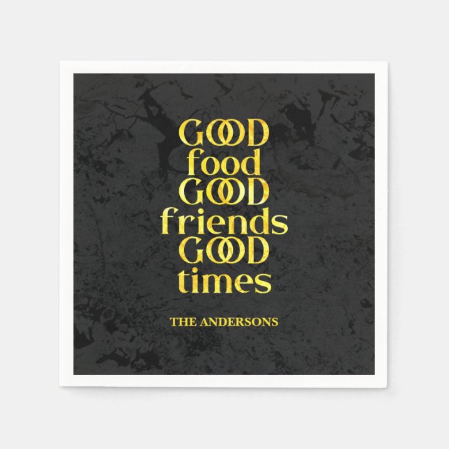 Servilleta De Papel Cita del personalizado Good Food Friends Times (Anverso)
