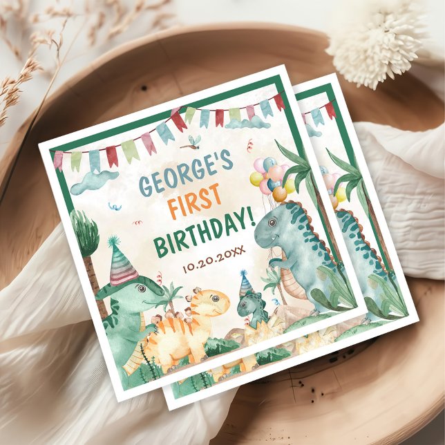 Servilleta De Papel Cita Dinosaurios Primera fiesta de cumpleaños (Subido por el creador)