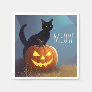 Servilleta De Papel Cita espeluznante, gato negro de Halloween, cumple