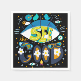 Servilleta De Papel Cita inspiradora positiva vibrante verano negro