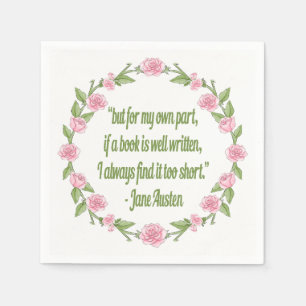 Servilleta De Papel Cita inspiradora sobre los libros de Jane Austen