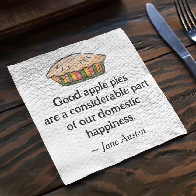 Servilleta De Papel Cita literaria de la revista Jane Austen (Celebrate Jane Austen's wisdom with our napkins adorned with her witty praise for apple pie.)