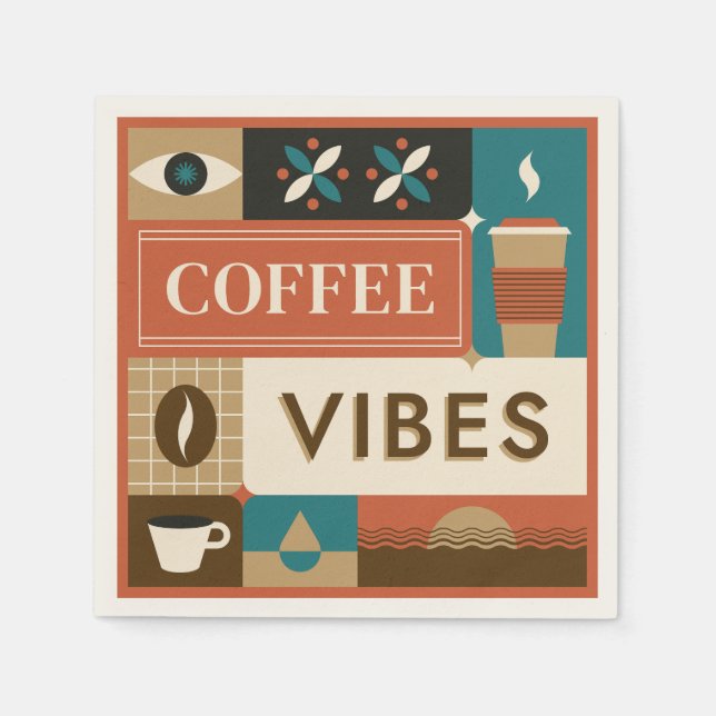 Servilleta De Papel Citas de café coloridas (Anverso)