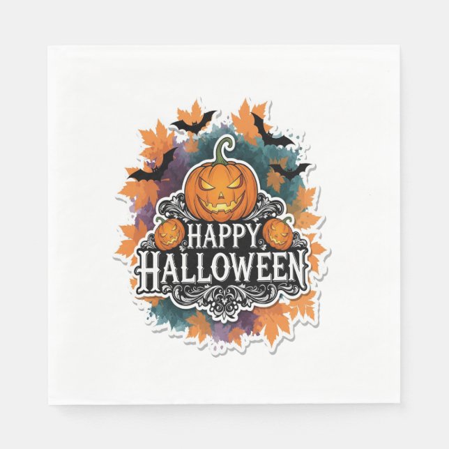 Servilleta De Papel Citas divertidas y espeluznantes de Halloween feli (Anverso)