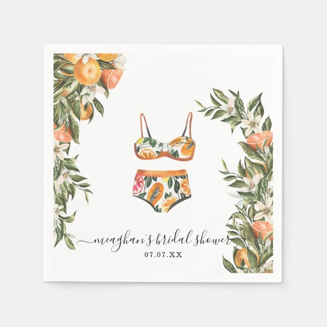 Servilleta De Papel Cítrico Tangerino | Ducha de novia personalizada (Anverso)