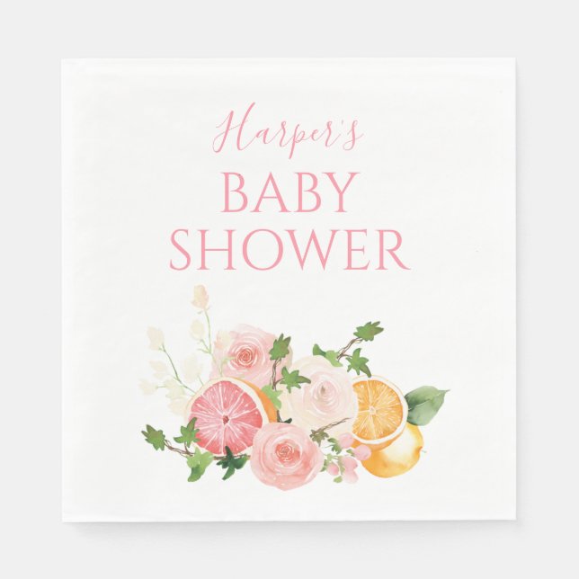 Servilleta De Papel Citrus Floral Fruit Baby Shower (Anverso)