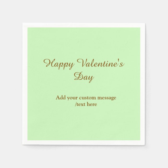 Servilleta De Papel Citrus green brown happy Valentine's day simple  (Anverso)