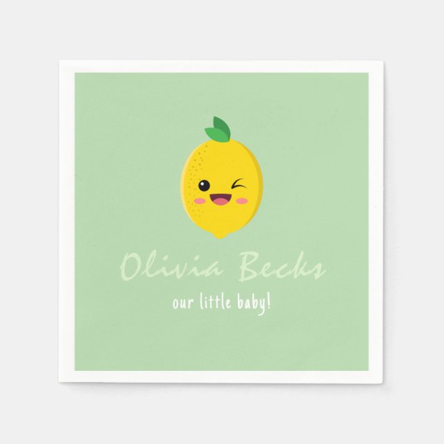 Servilleta De Papel Citrus Lemon Baby Shower (Anverso)