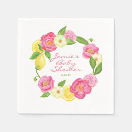 Servilleta De Papel Citrus Lemon Floral Rosa Baby Shower