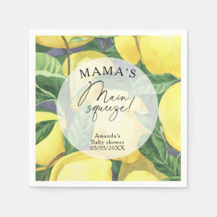 Servilleta De Papel Citrus Limón - Baby shower de la mamá de la naranj