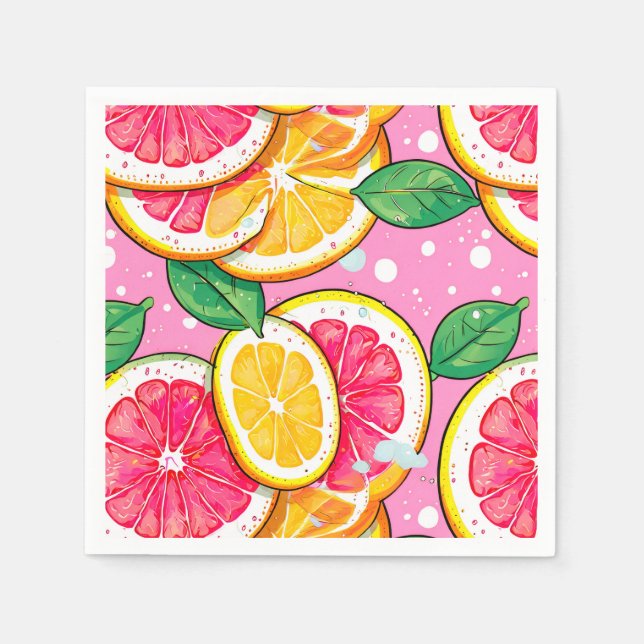 Servilleta De Papel Citrus Pink Polka Dot  (Anverso)