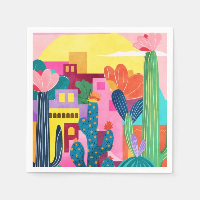 Servilleta De Papel Ciudad de Cactus (Anverso)