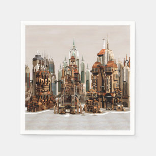 Servilleta De Papel Ciudad de fantasía futurista Arte de horizonte de