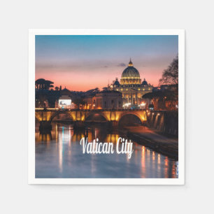 Servilleta De Papel Ciudad del Vaticano De Noche Iglesia Católica Roma