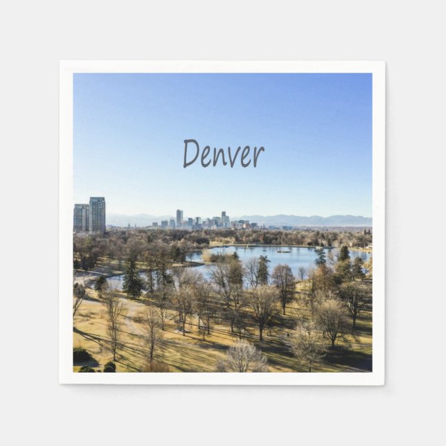 Servilleta De Papel Ciudad Denver y Montañas Colorado (Anverso)