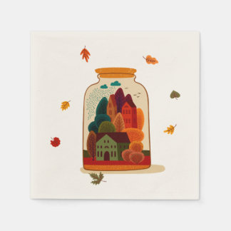 Servilleta De Papel Ciudad rústica de otoño en frasco
