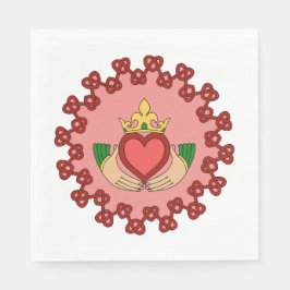 Servilleta De Papel Claddagh y Red Knotwork sobre rosa