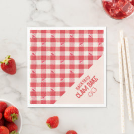 Servilleta De Papel Clambake Casual Seafood Dinner Gingham Red & White