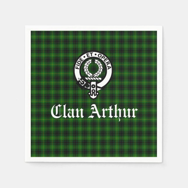 Servilleta De Papel Clan Arthur / MacArthur Escudo y Tartán (Anverso)