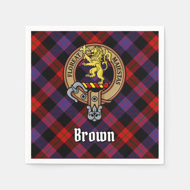 Servilleta De Papel Clan Brown Escudo sobre Tartán (Anverso)