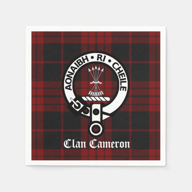Servilleta De Papel Clan Cameron Escudo Badge y Tartán (Anverso)