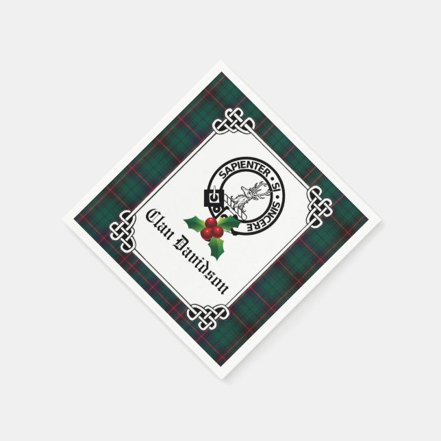 Servilleta De Papel Clan Davidson Escudo Badge & Tartan Holiday (Borde)