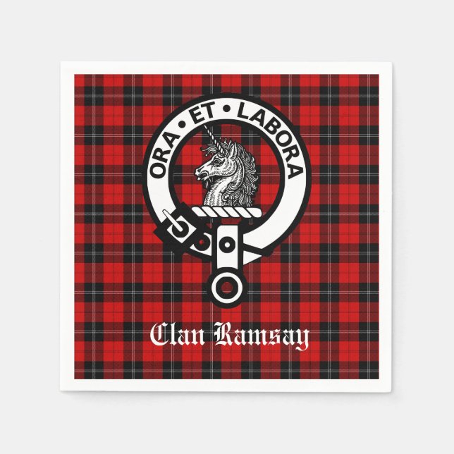 Servilleta De Papel Clan escocés Ramsay Escudo Badge & Tartán (Anverso)