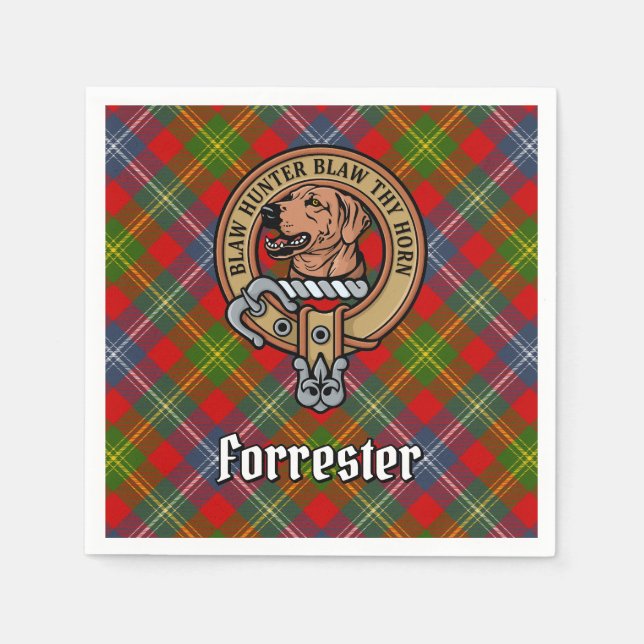 Servilleta De Papel Clan Forrester Escudo sobre Tartán (Anverso)