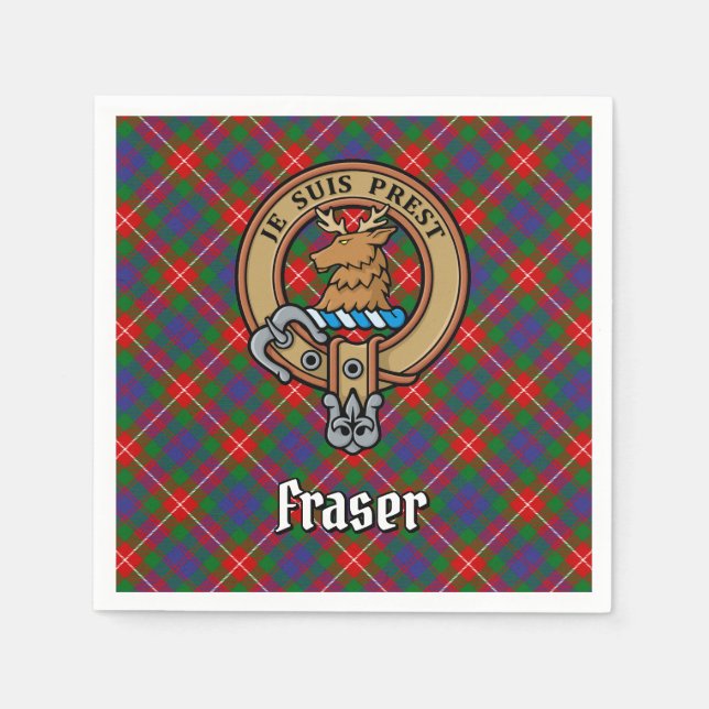 Servilleta De Papel Clan Fraser de Lovat Cresta sobre Tartán (Anverso)