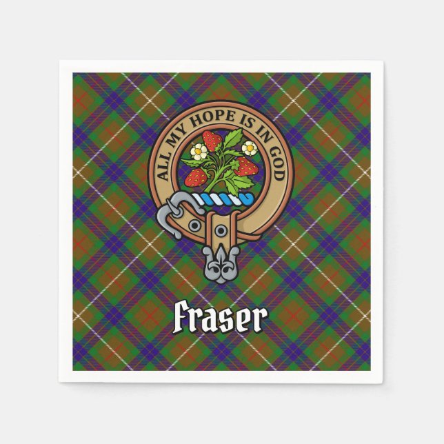 Servilleta De Papel Clan Fraser Escudo sobre la caza de tartán (Anverso)