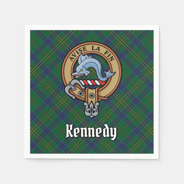 Servilleta De Papel Clan Kennedy Escudo sobre Tartán (Anverso)