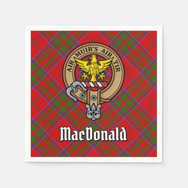 Servilleta De Papel Clan MacDonald de Keppoch Escudo sobre Tartán (Anverso)