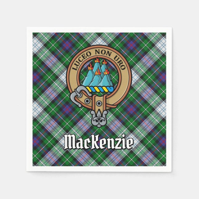 Servilleta De Papel Clan MacKenzie Escudo sobre el vestido Tartán (Anverso)