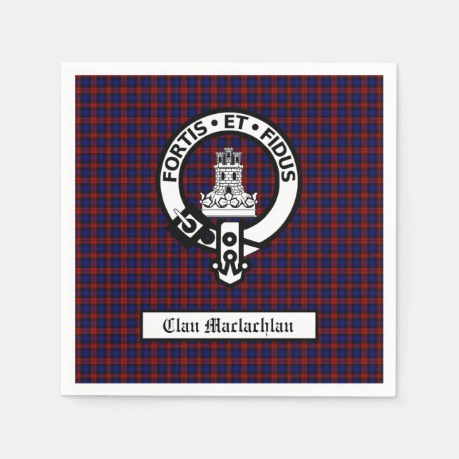 Servilleta De Papel Clan Maclachlan Escudo Badge y Tartán (Anverso)